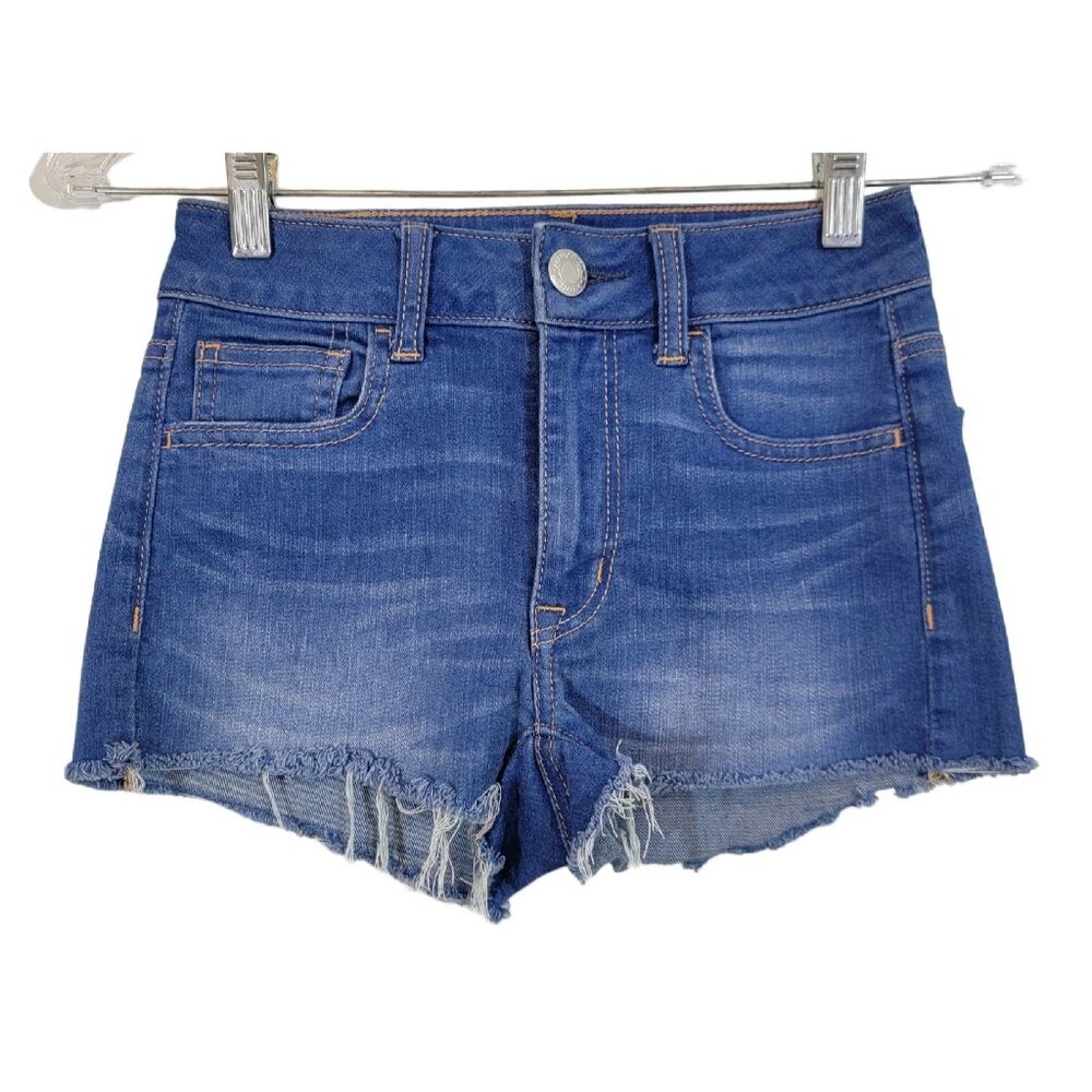 American Eagle Outfitters SHigh Rise Shortie Shorts Blue Womens Size 00 EUC